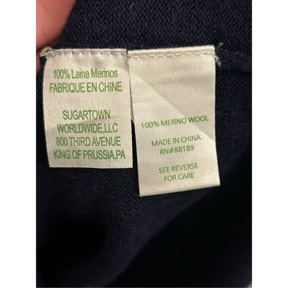 Lilly Pulitzer Delvin Navy blue 100% merino wool sweater dress sz S with gold - Picture 6 of 10